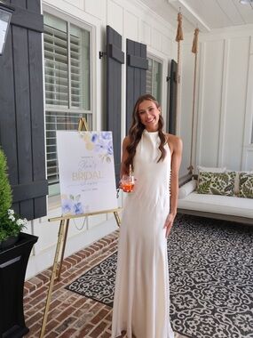 Reformation Roy Satin Halter Maxi Dress in Cream Size 0